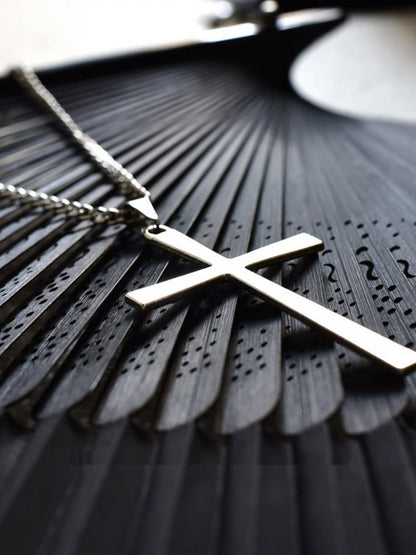 Silver Punk Gothic Cross Necklace