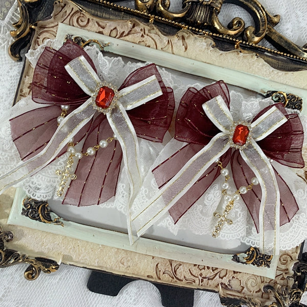 6 Color Options Gothic Cross Chain Detail Elegant Wrist Cuffs