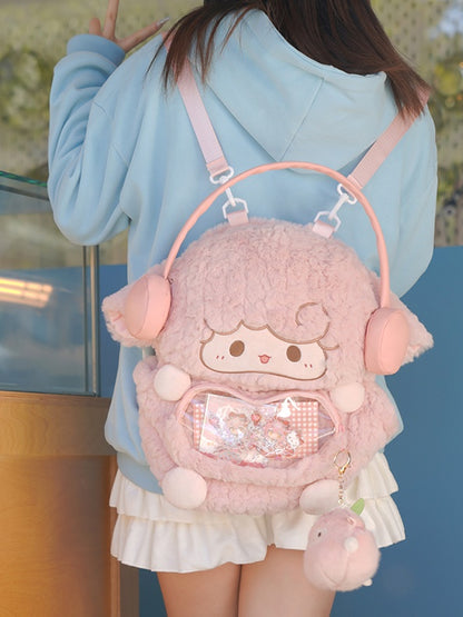 Pink Cute Lamb-shaped Plush Backpack Middle/Large Size
