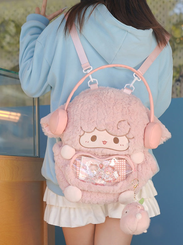 Pink Cute Lamb-shaped Plush Backpack Middle/Large Size