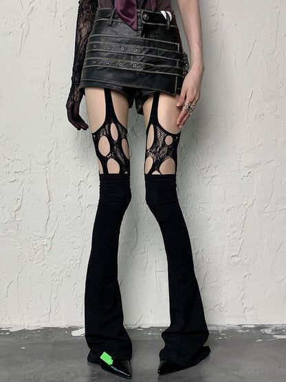 Black Y2K Cut-out Design Tights