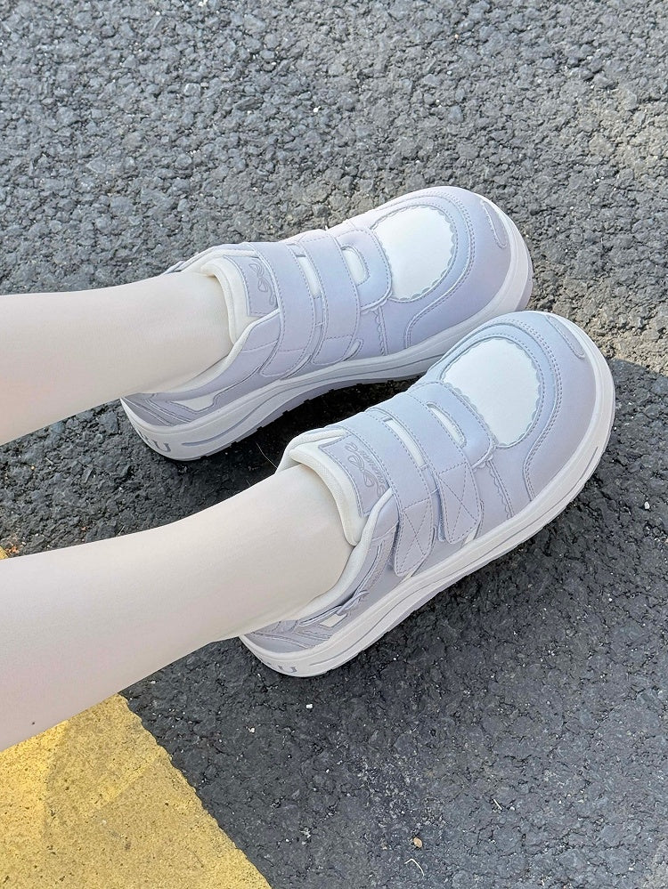 Purple Velcro Strap Closures Platform Sneakers