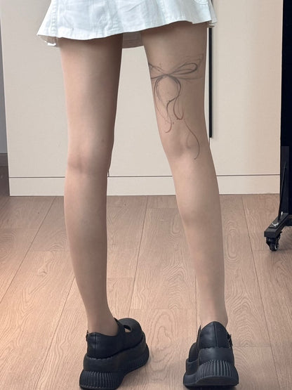 Nude Bittersweet Bowknot Print Tights