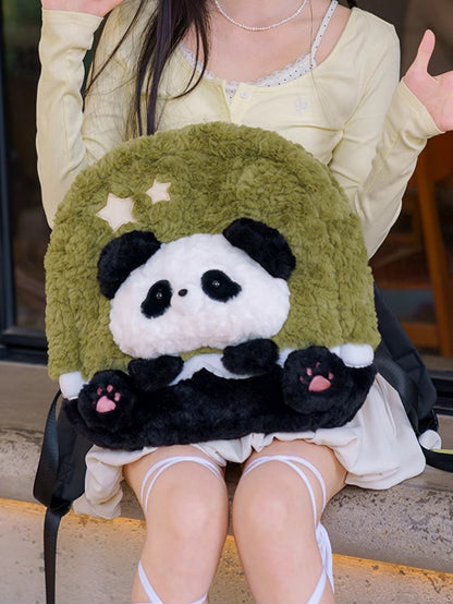 Black&Green Star Design Cute Plush Rabbit Backpack Middle/Large Size