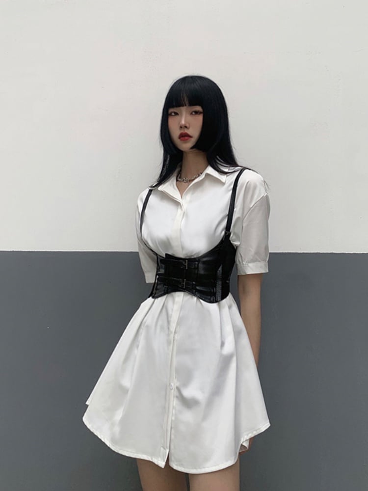 2 Options Black PU Buckle Corset Belt