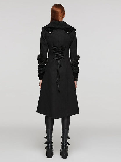 Plus Size Goth Black Plush-strips Coat