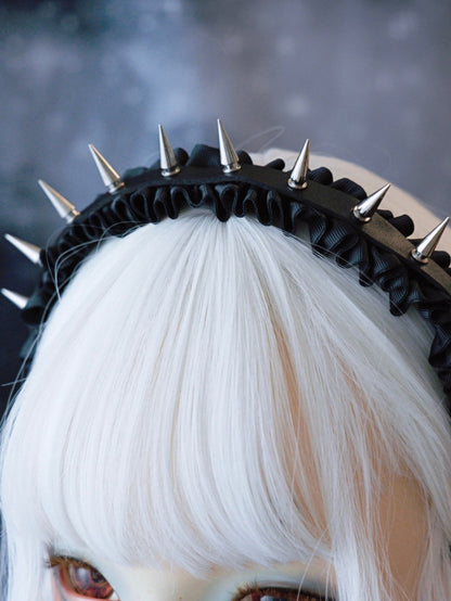 Black Gothic Ruffle Trim With Studs Design KC