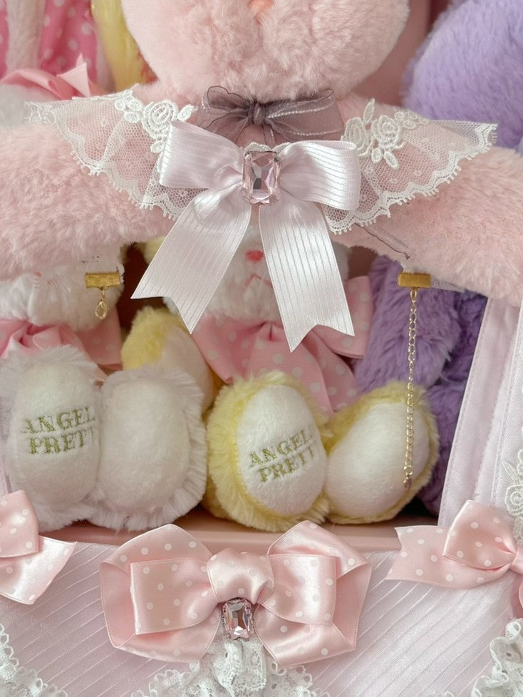 Pink/Wine Red Rhinestone Decorated Striped Pattern Bowknot Choker