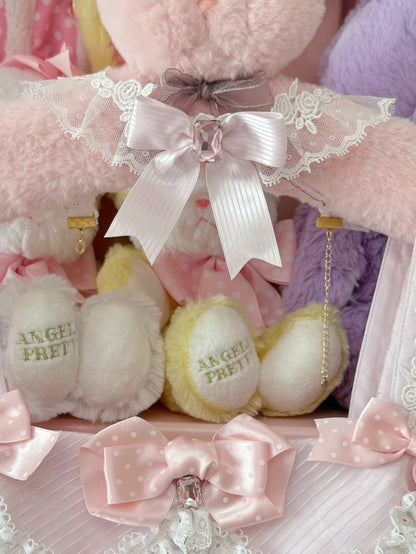 Pink/Wine Red Rhinestone Decorated Striped Pattern Bowknot Choker