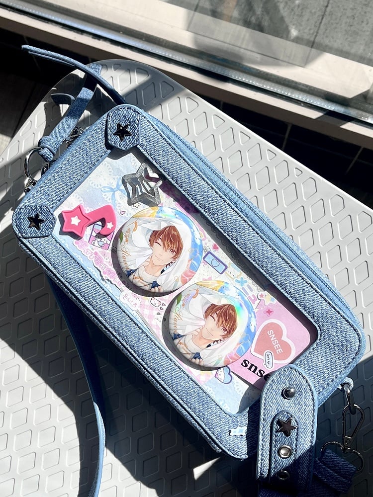 Denim Blue Star Stud Detail Ita Bag