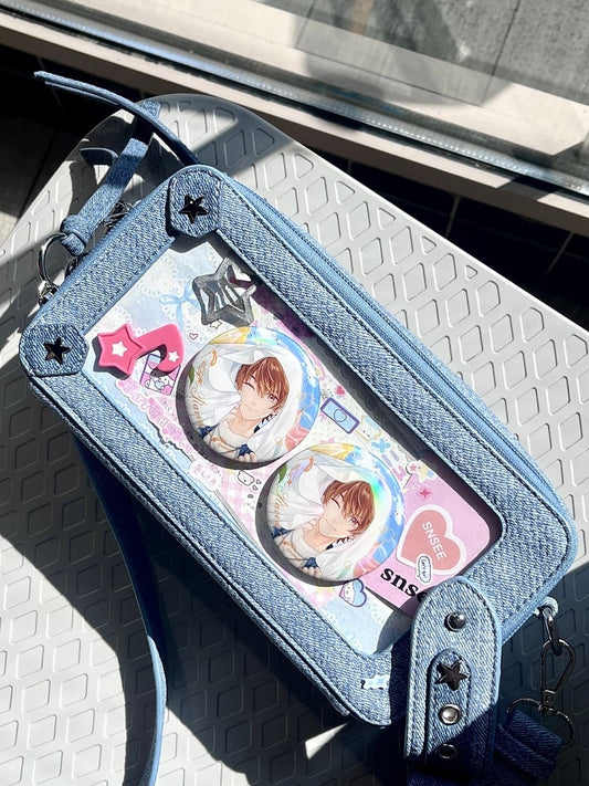 Denim Blue Star Stud Detail Ita Bag