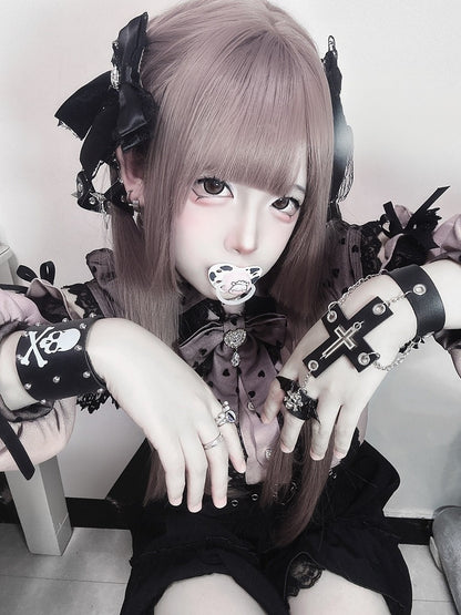 Black Skeleton PU Punk Bracelet