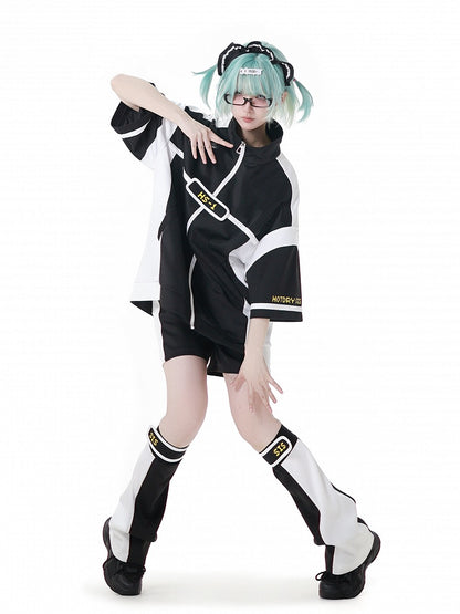 Black & White Colorblock Design Leg Warmers