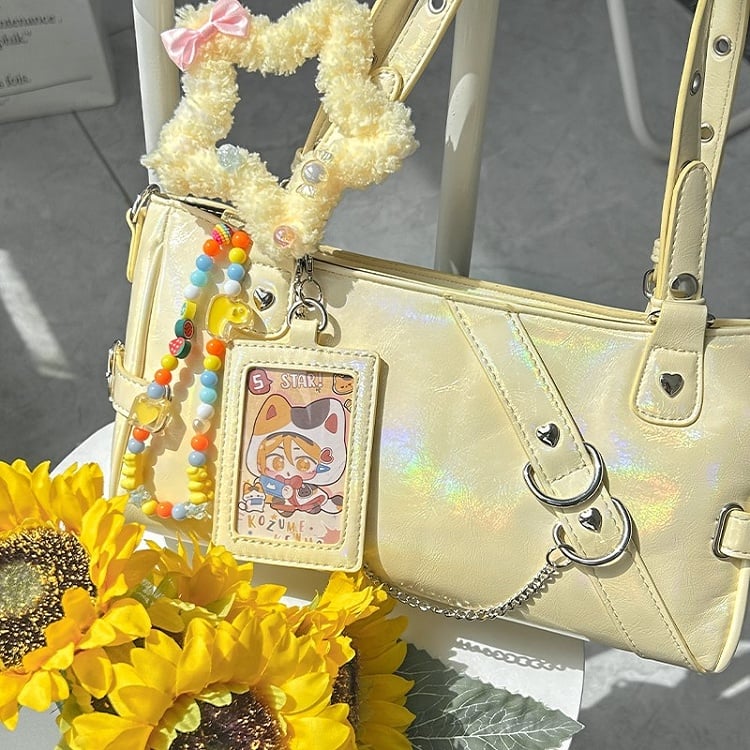 Yellow Vintage PU Leather Display Board Ita Shoulder Bag