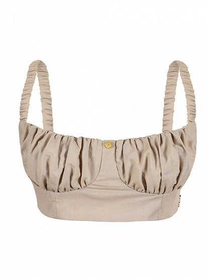 Vintage Khaki Ruffle Cropped Top