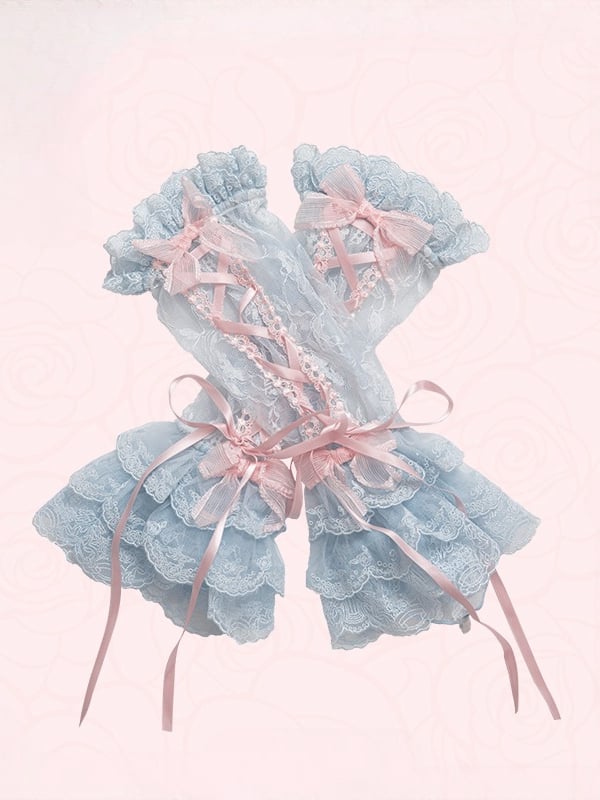 Blue / Purple & Pink Lace Wrist Cuffs