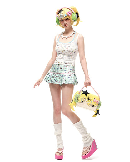 Yellow Headphone Girl PU Crossbody Tote Bag