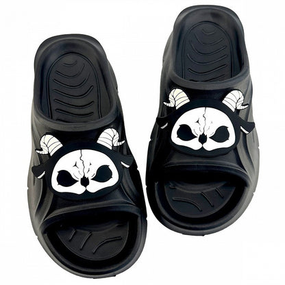 Black and White Evil Goat Gothic Summer Slippers