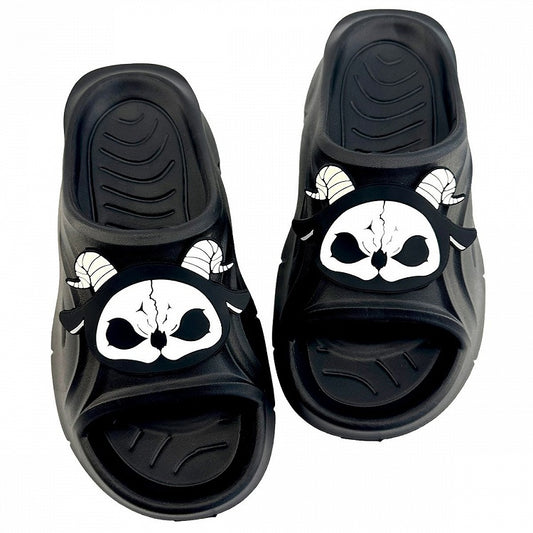 Black and White Evil Goat Gothic Summer Slippers