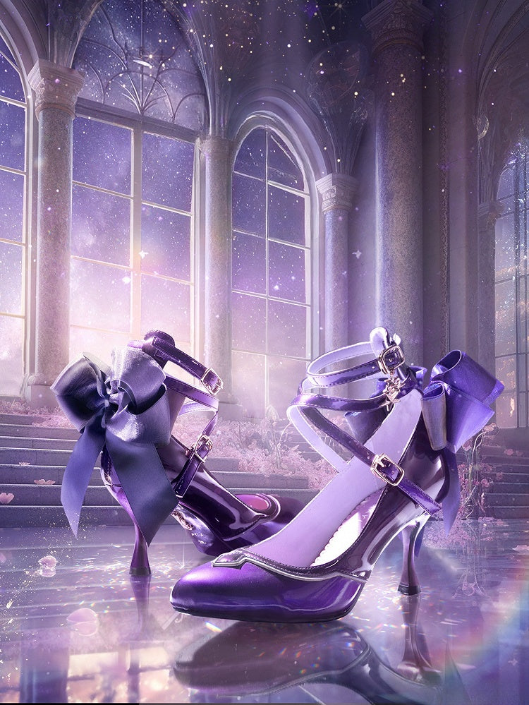 Star Sea Shimmer Purple High Heels Bow at Back