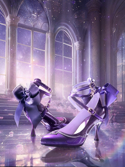 Star Sea Shimmer Purple High Heels Bow at Back