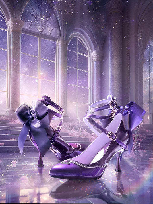 Star Sea Shimmer Purple High Heels Bow at Back