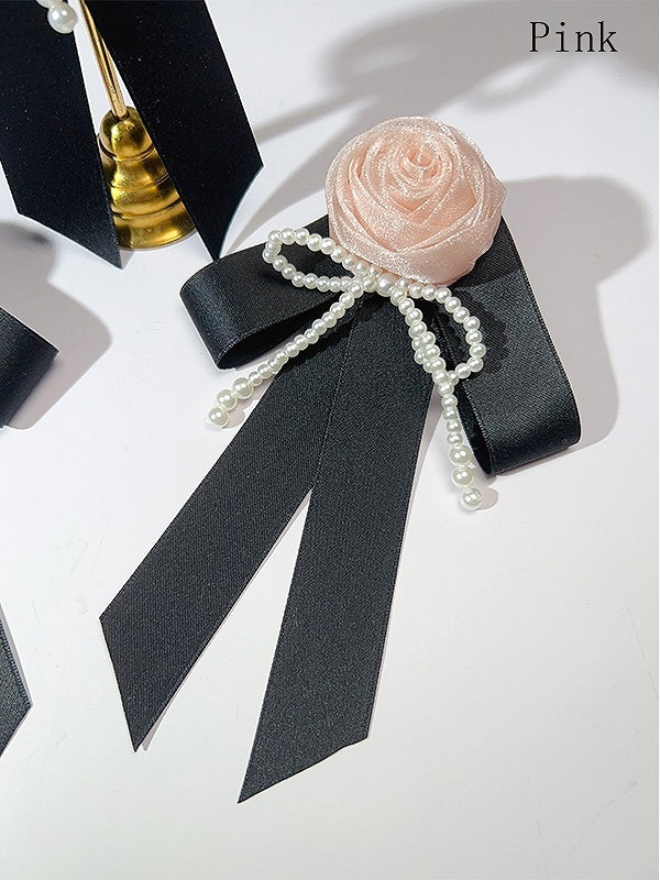 Purple/Pink/Black Rosette Design Brooch