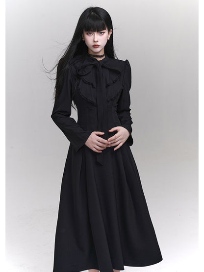 Gothic Black Jablt Collar High Waist Dress