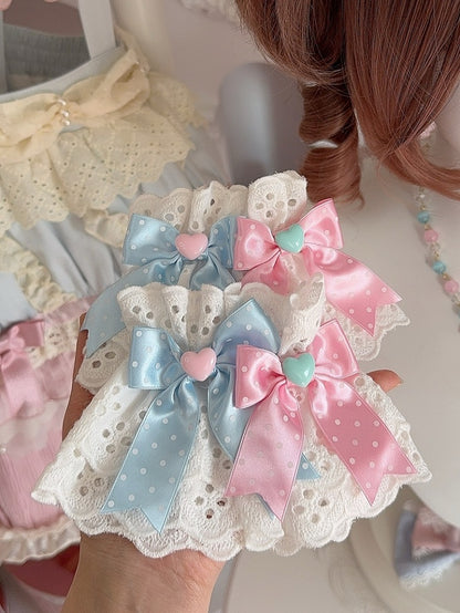 3 Color Options Polka-dot Pattern Bowknot Details Wrist Cuffs