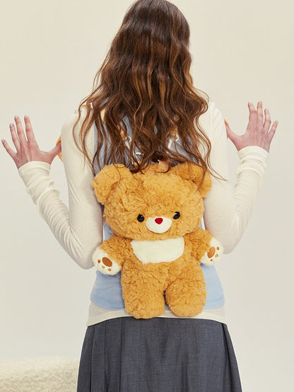 Yellow Bear Plush Backpack Detachable Shoulder Straps Middle/Large Size