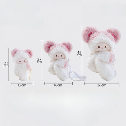 White&Pink Plush Cute Mouse Backpack/Crossbody Bag Small/Middle Size