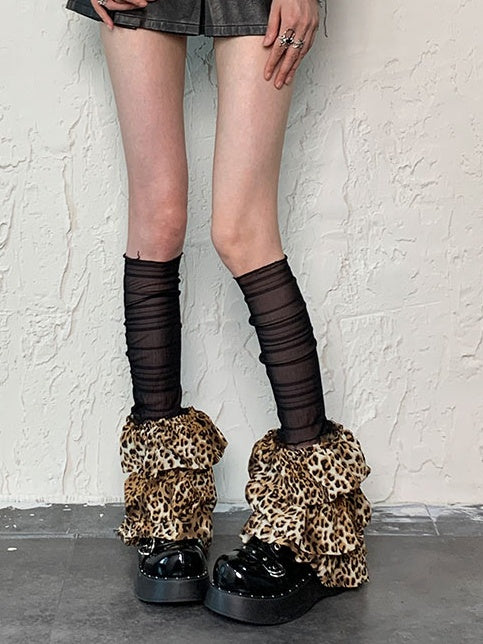 Leopard Pattern Under-knee Punk Leg Warmers