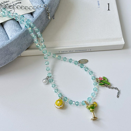 4 Options Bittersweet Fruit/Cookie Pendant Beaded Necklace