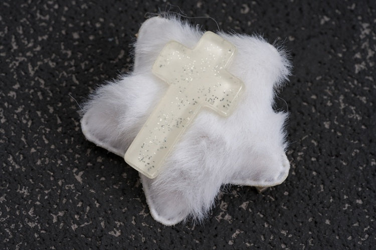 White Handmade Plush Cross Star-shaped Hairclips