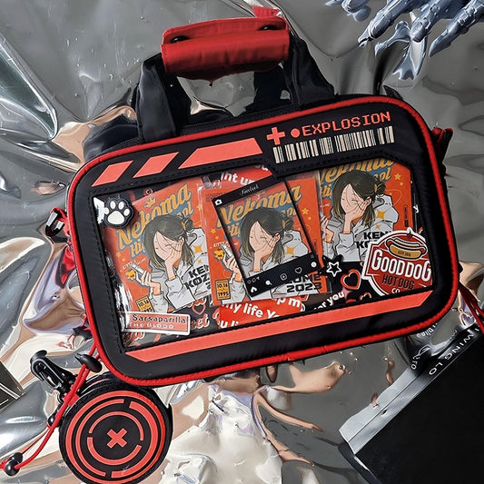 Red Letter Print Luminous Design Crossbody Ita Bag