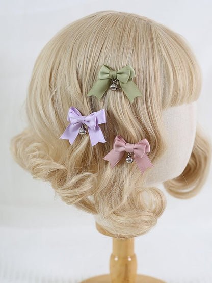 14 Colors A Pair of Cute Bowknot Hairclips with Bell Charm