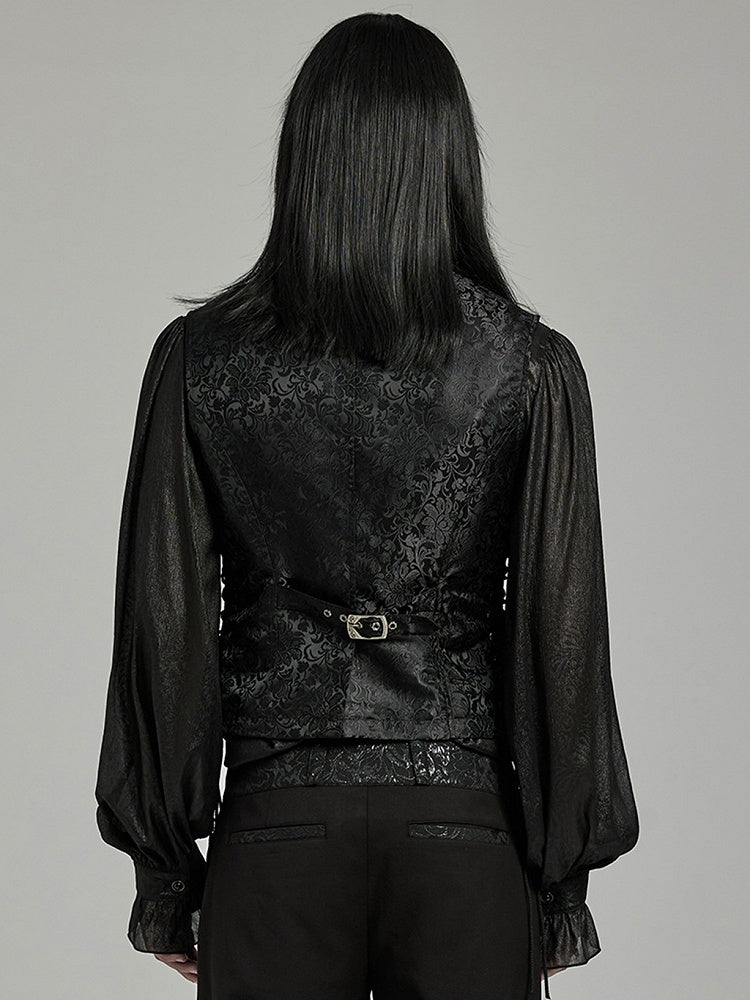 Black and Red Goth Jacquard Waistcoat