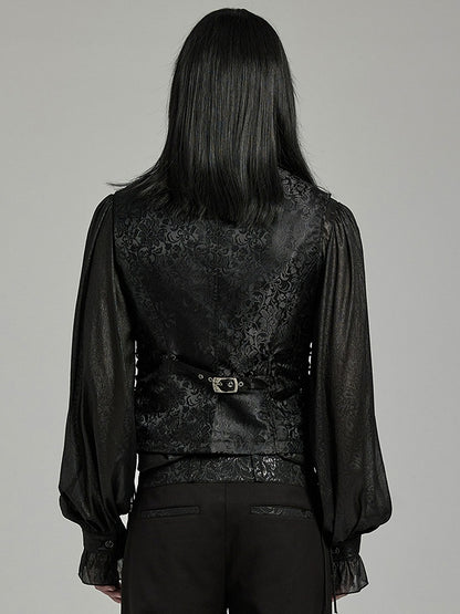Black and Red Goth Jacquard Waistcoat