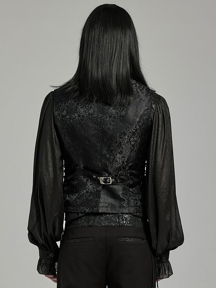 Black and Red Goth Jacquard Waistcoat