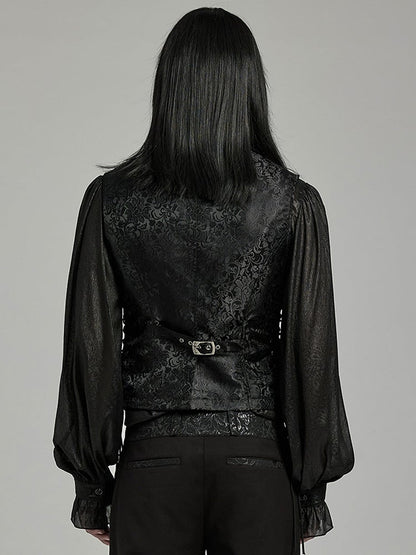 Black and Red Goth Jacquard Waistcoat