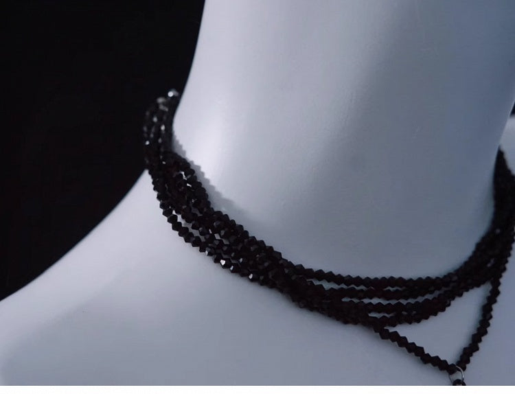 Handmade Vintage Black Cat Pendant Gothic Multi Layers Necklace