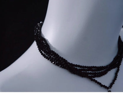 Handmade Vintage Black Cat Pendant Gothic Multi Layers Necklace