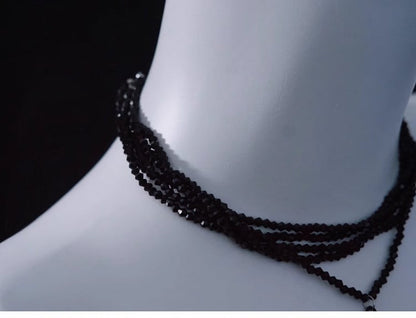 Handmade Vintage Black Cat Pendant Gothic Multi Layers Necklace