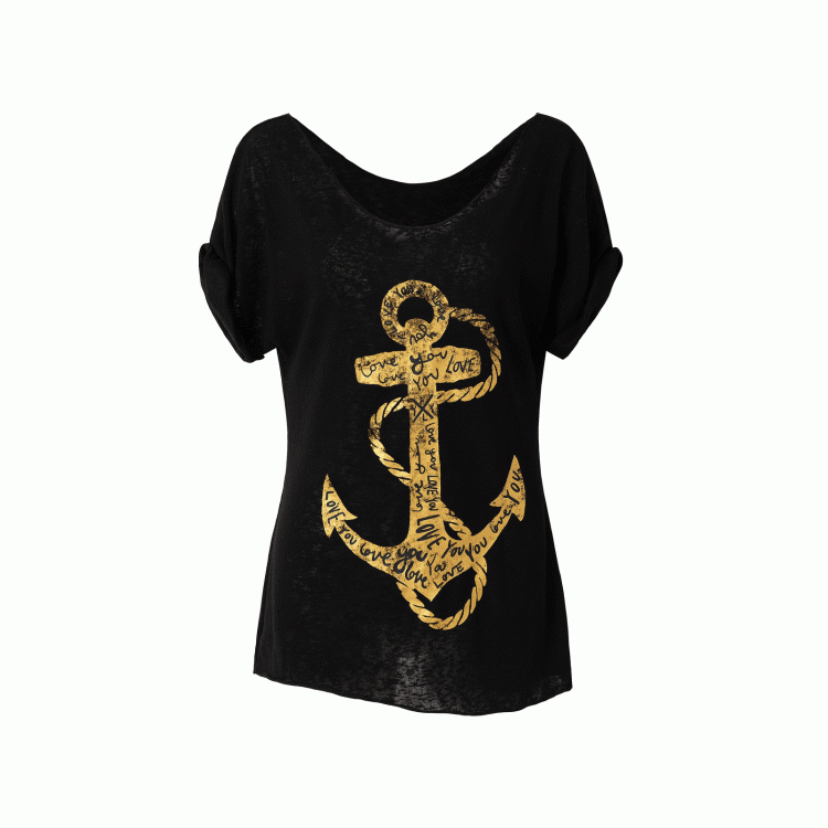 Black/White Distressed Design Navycore Graphic T-shirt