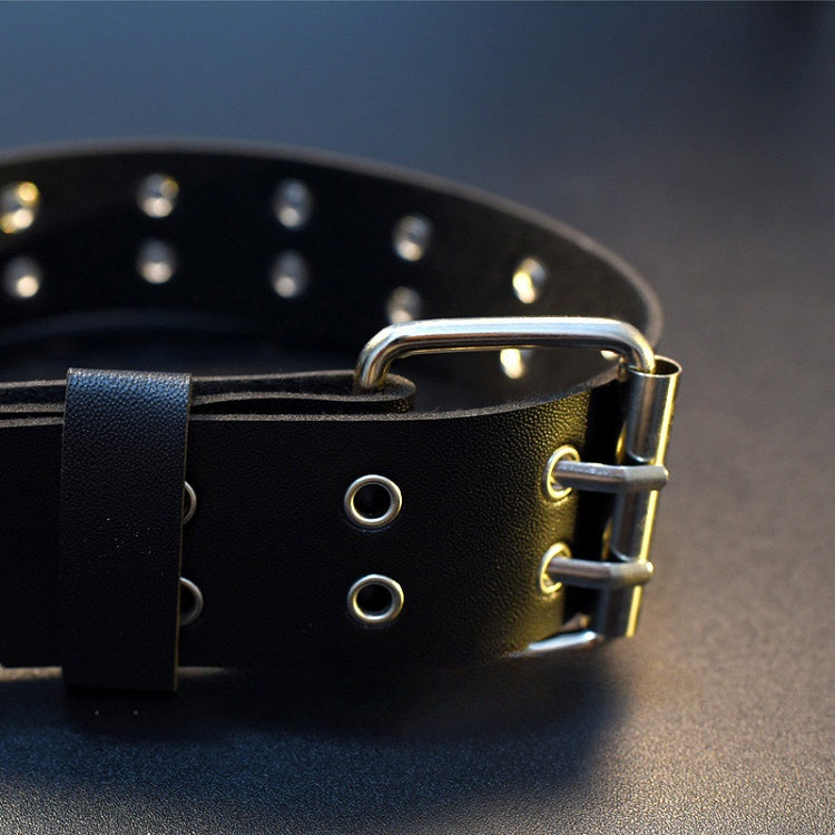 Black Cyberpunk Gothic Double-Buckle PU Garter