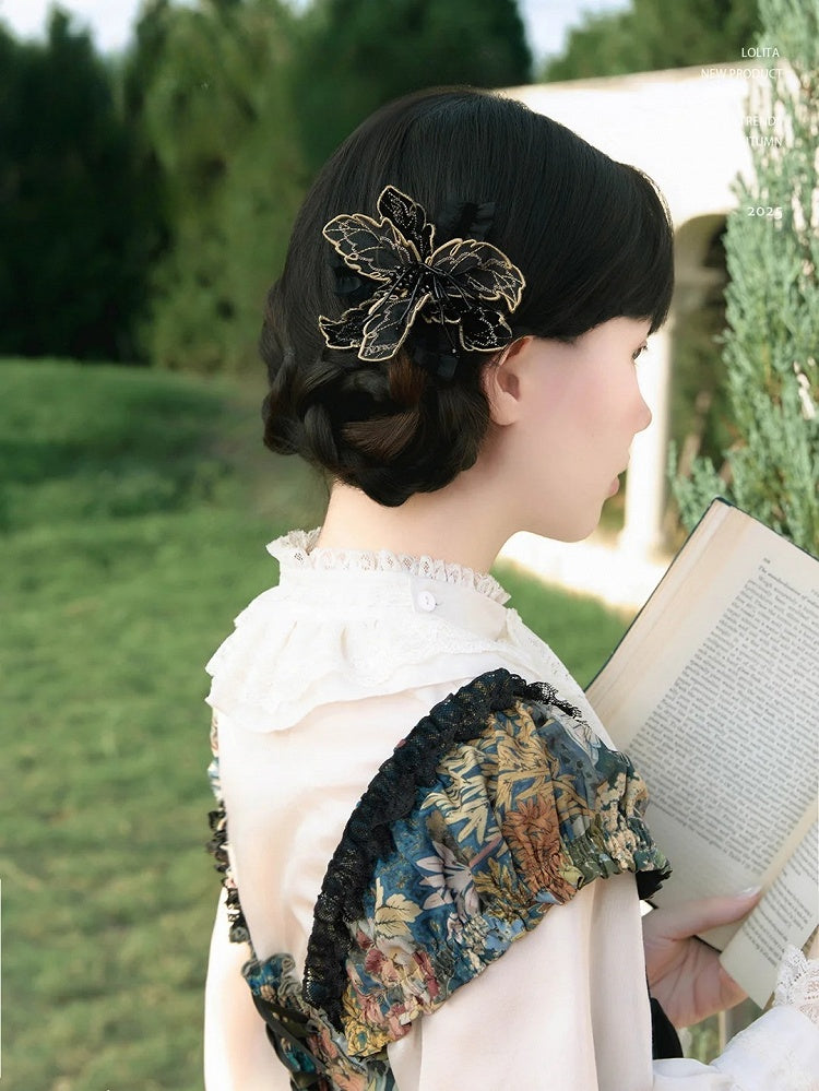 Black & Gold Lolita Butterfly Brooch
