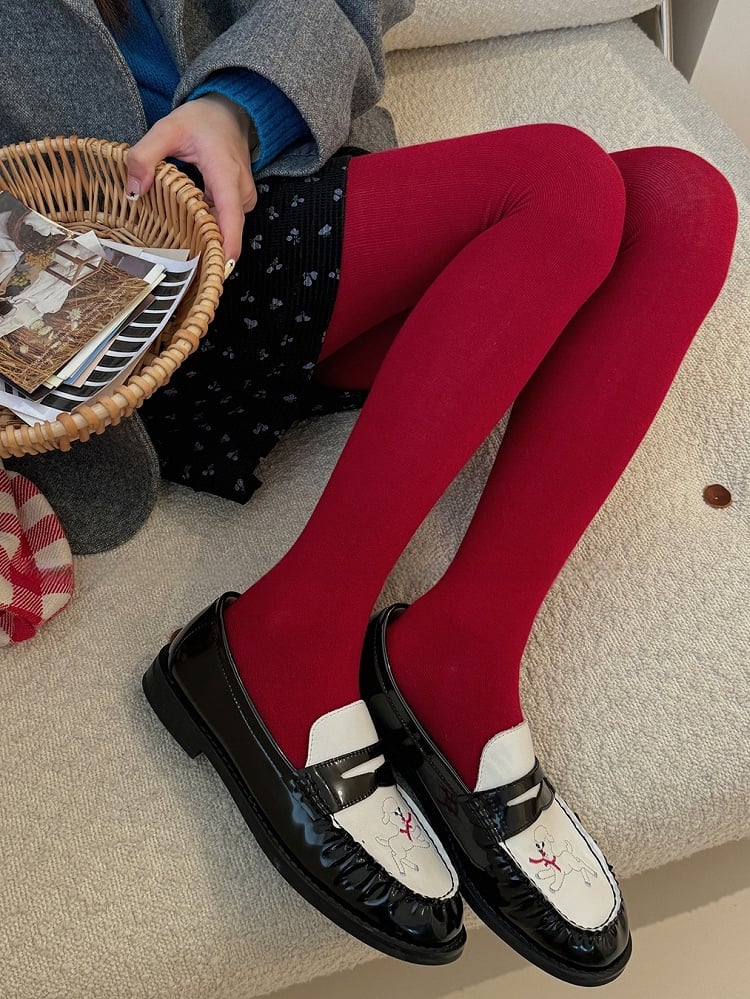 Red/Dark Red Thicken Tights