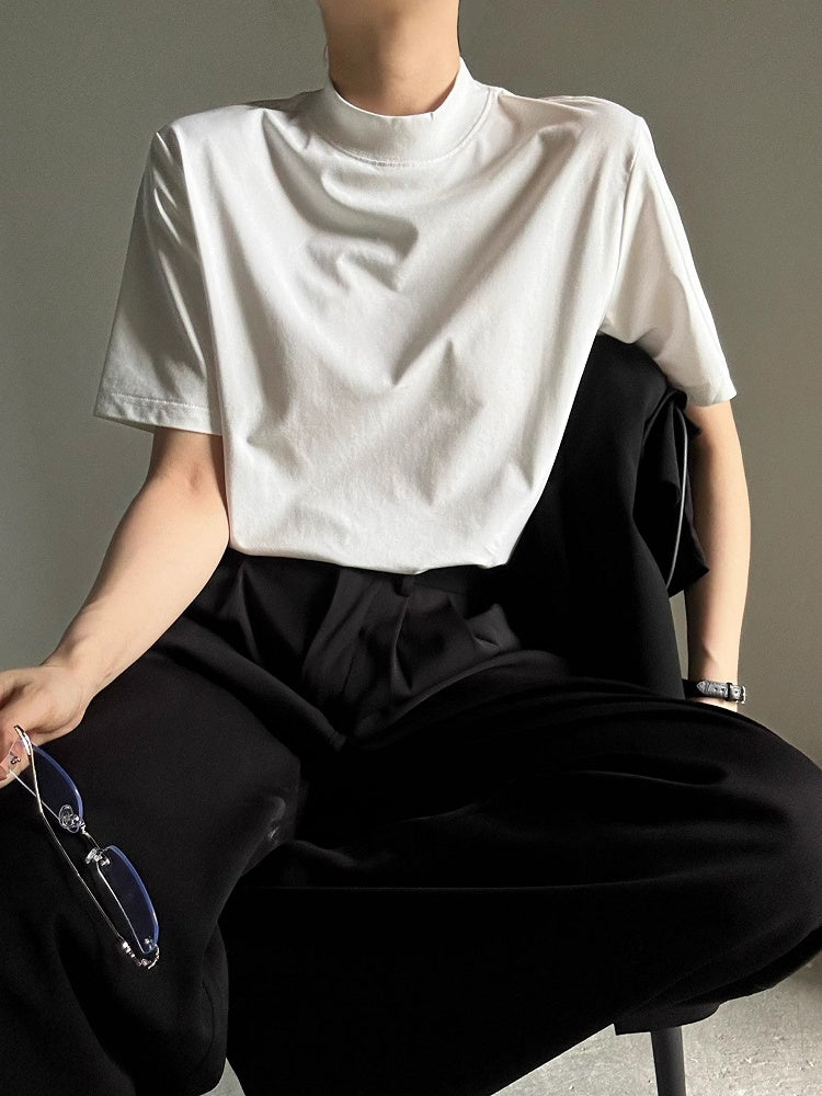 Ouji Lolita White Unisex Short Sleeve T-shirt wtih Mock Neck