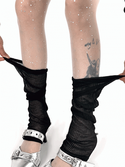 Clearance-Black Semi-sheer Leg Sleeves