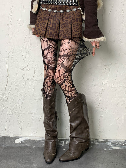 Black Gothic Asymmetrical Design Hollow-out Tights